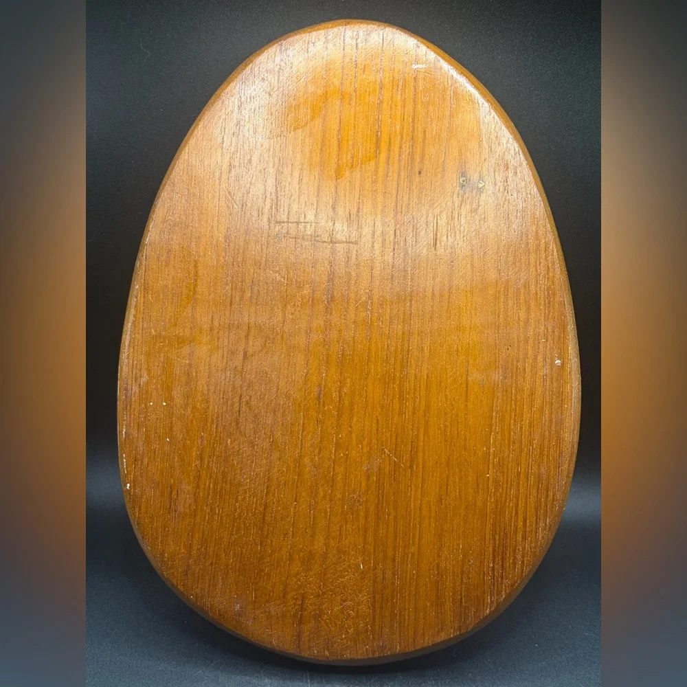 Vintage Handmade Wooden Egg Shaped Deviled Egg Dish Plate Server Serveware Decor